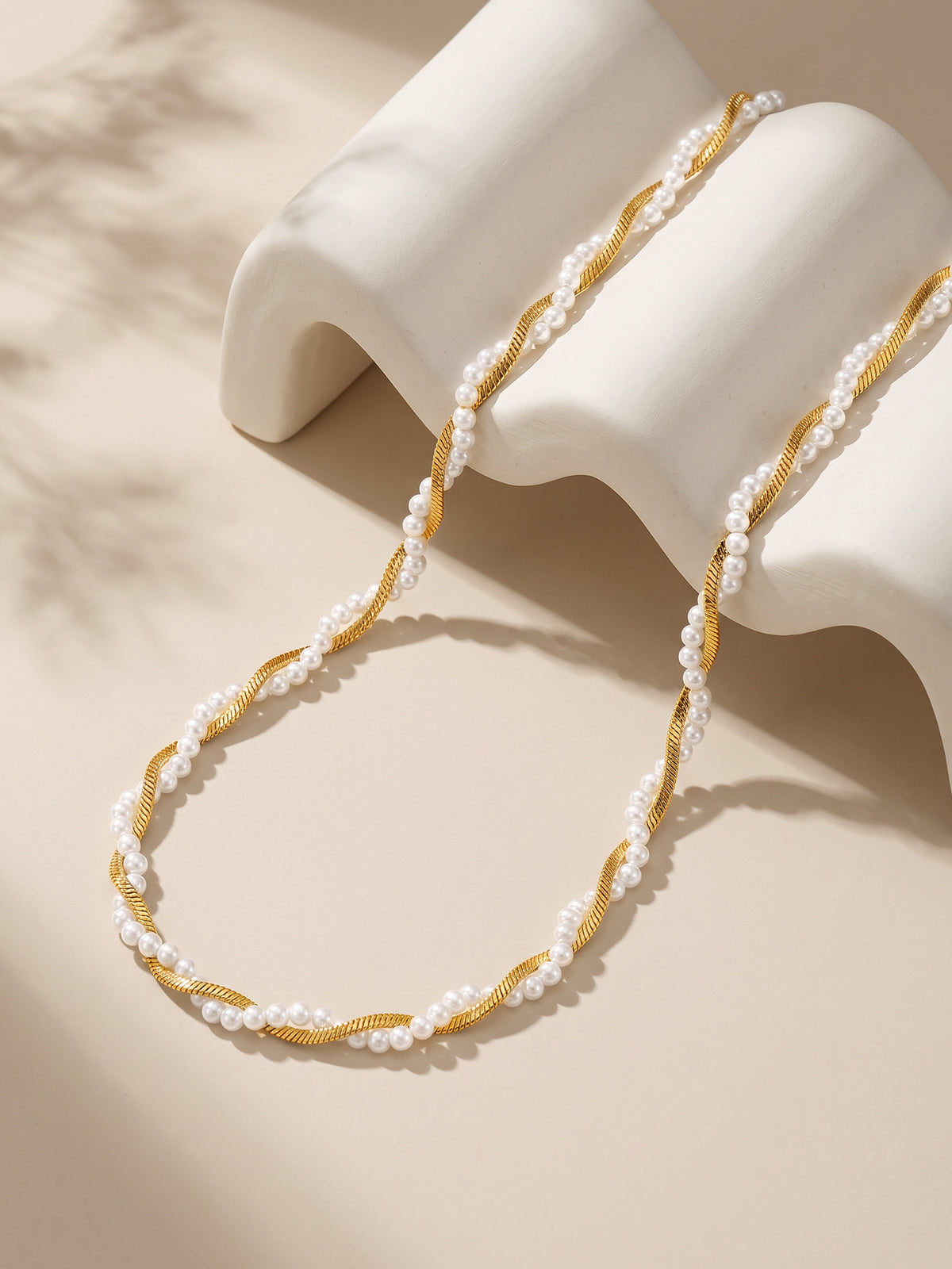 IXIA by GIVA Pearly Twist Gold Plated Necklace