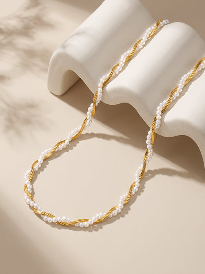 IXIA by GIVA Pearly Twist Gold Plated Necklace