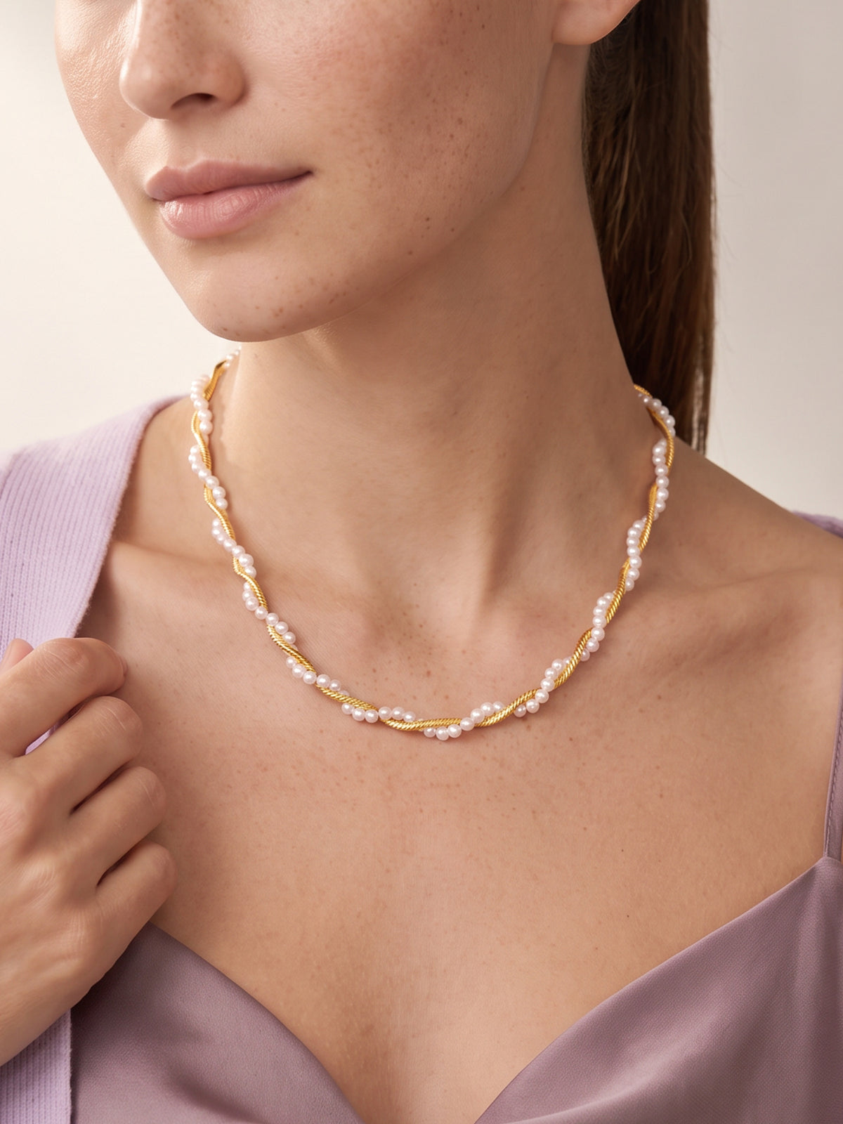 IXIA by GIVA Pearly Twist Gold Plated Necklace