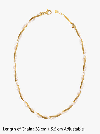 IXIA by GIVA Pearly Twist Gold Plated Necklace