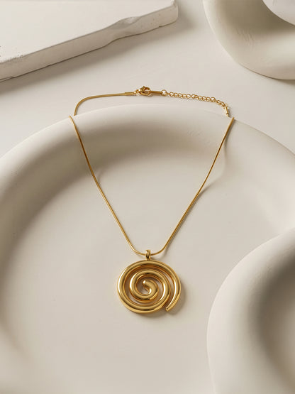 Spiral Drop It Gold Plated Necklace