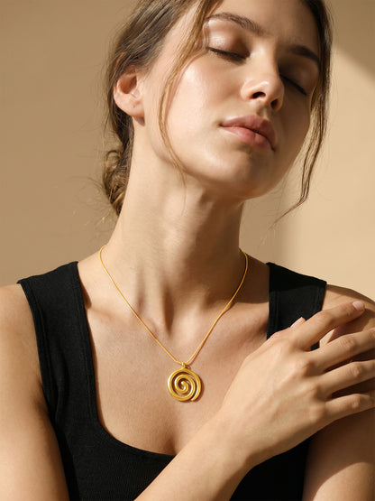Spiral Drop It Gold Plated Necklace