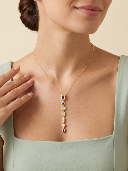 IXIA by GIVA Classic Energy Gold Plated Lariat Necklace