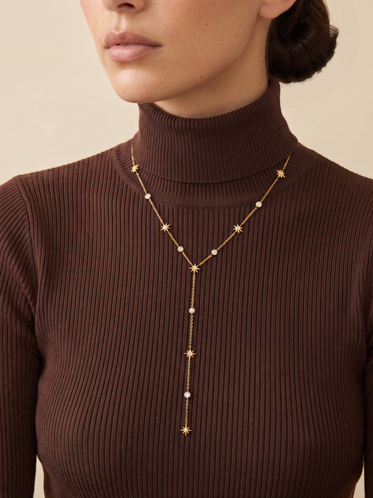 IXIA by GIVA Star Spark Gold Plated Lariat Necklace