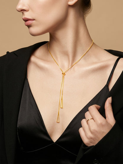 Drop It Low Gold Plated Lariat Necklace