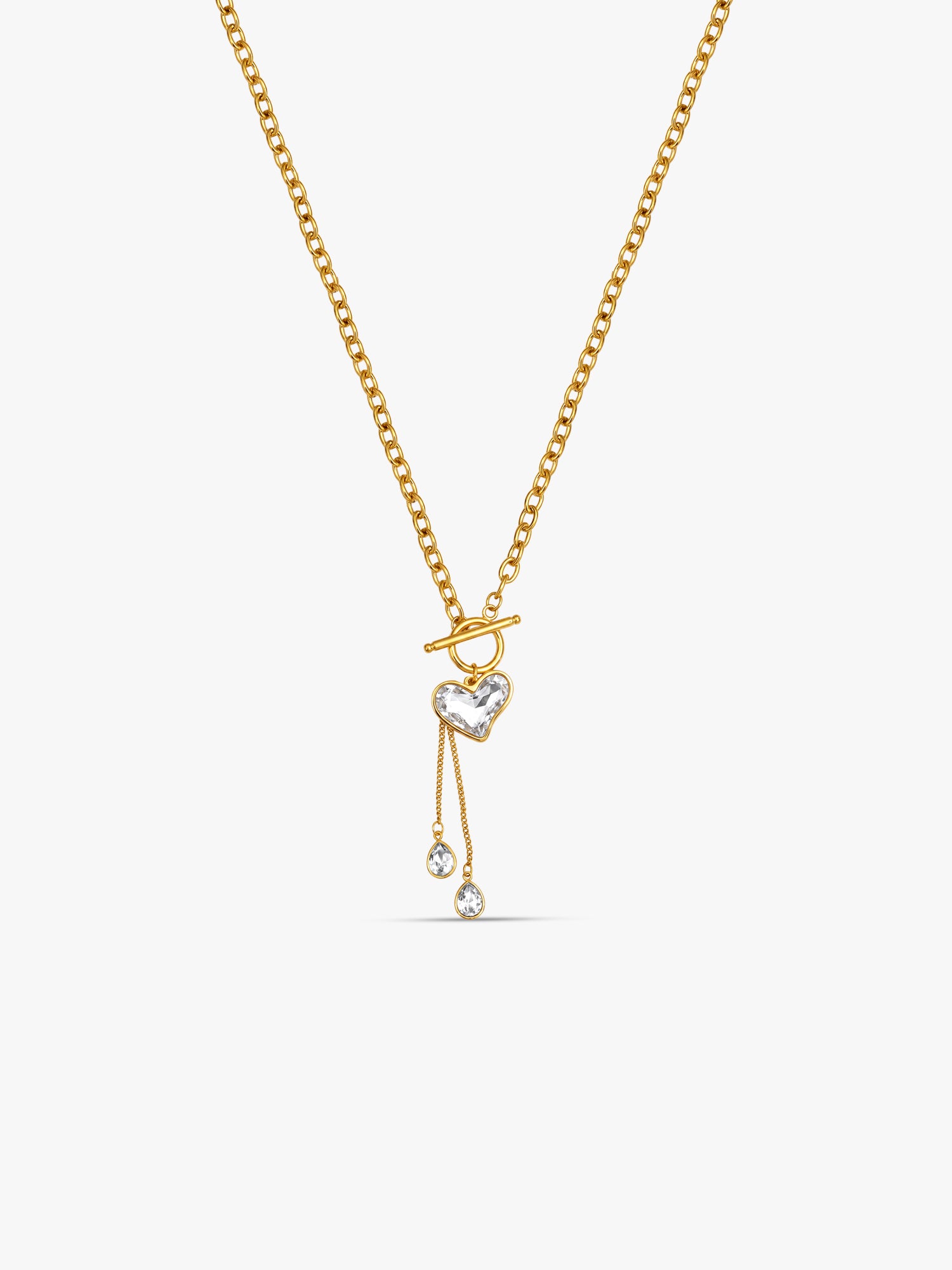 Heart Drip Gold Plated Lariat Necklace