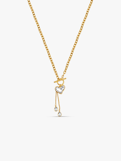Heart Drip Gold Plated Lariat Necklace