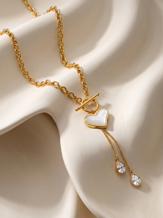 IXIA by GIVA Heart Drip Gold Plated Lariat Necklace