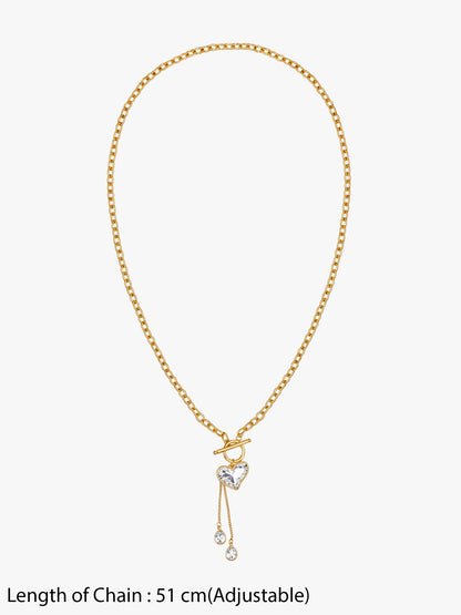 Heart Drip Gold Plated Lariat Necklace