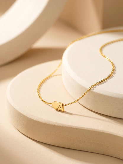 Heart Snap Detail Gold Plated Necklace
