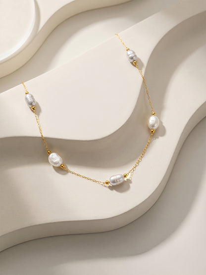 Pearl Sprinkle Gold Plated Necklace