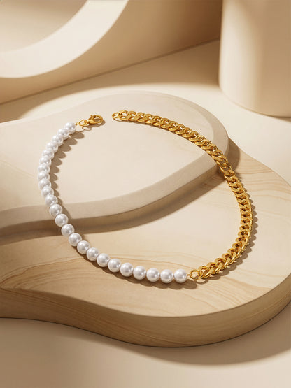 Pearl Layer Love Gold Plated Necklace