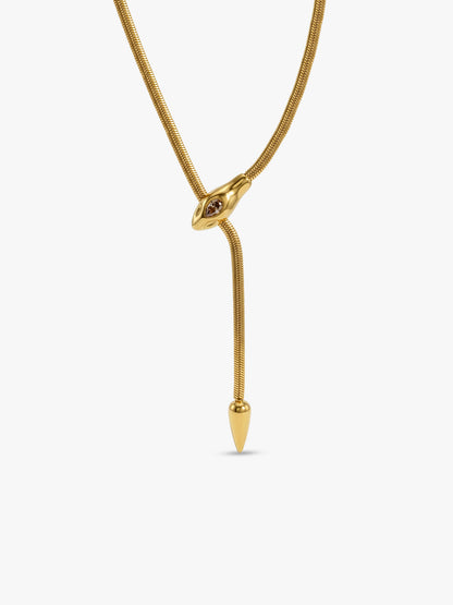 T-Bar Energy Gold Plated Lariat Necklace