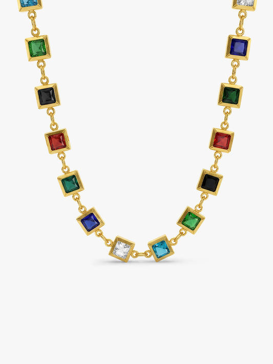 Color Code Gold Plated Station Necklace