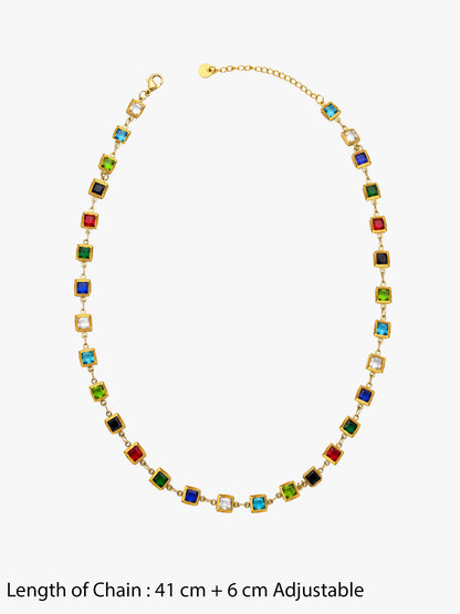 Color Code Gold Plated Station Necklace