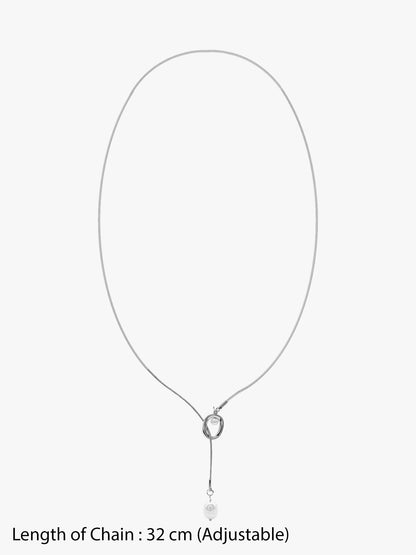 IXIA by GIVA Pearl Flow Rhodium Plated Lariat Necklace