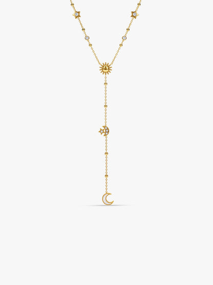 Moon Signal Gold Plated Y Necklace