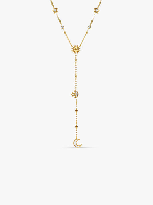 Moon Signal Gold Plated Y Necklace