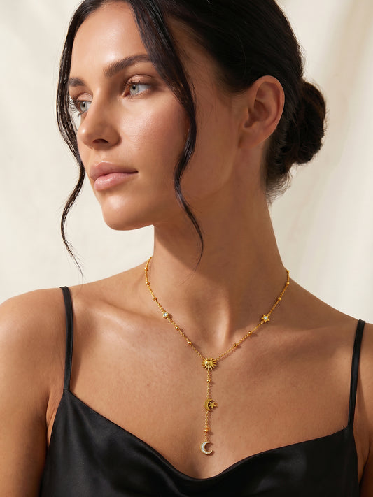 OnnMe by GIVA Moon Signal Gold Plated Y Necklace