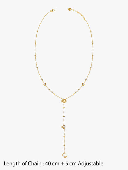 Moon Signal Gold Plated Y Necklace