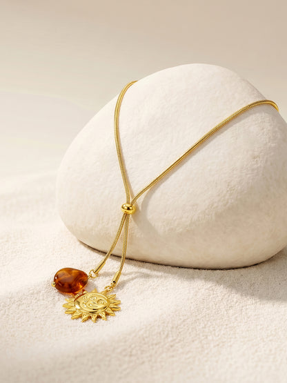 Solar Mood Gold Plated Lariat Necklace