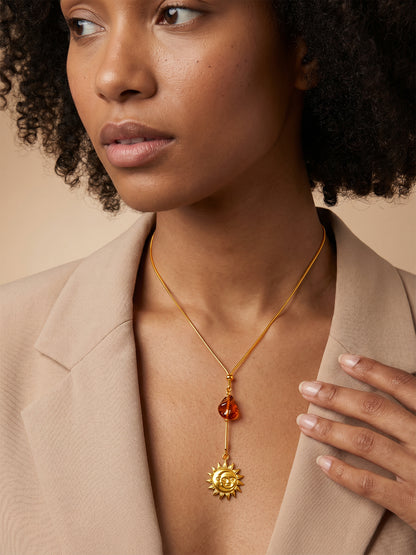 Solar Mood Gold Plated Lariat Necklace