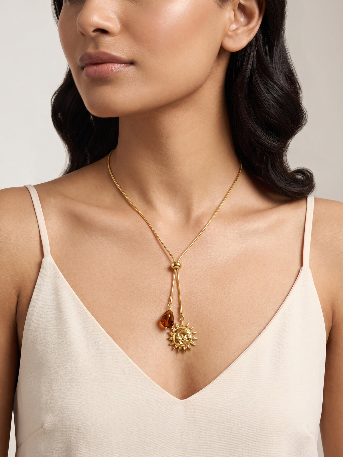 IXIA by GIVA Solar Mood Gold Plated Lariat Necklace