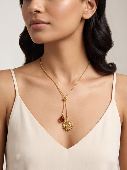 IXIA by GIVA Solar Mood Gold Plated Lariat Necklace