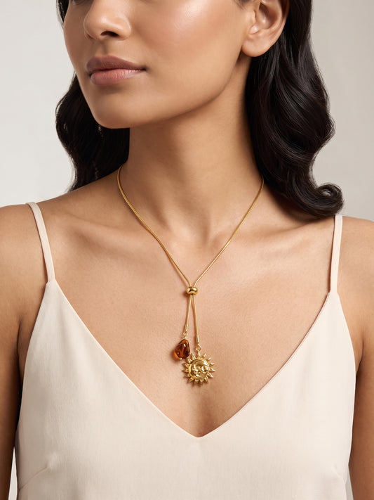 IXIA by GIVA Solar Mood Gold Plated Lariat Necklace
