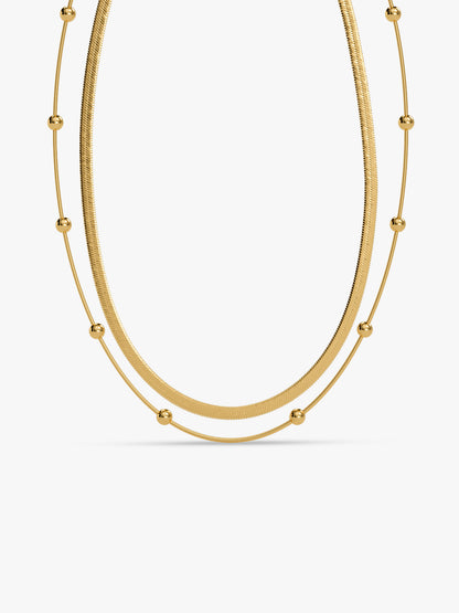  Main Character Gold Plated Layered Necklace