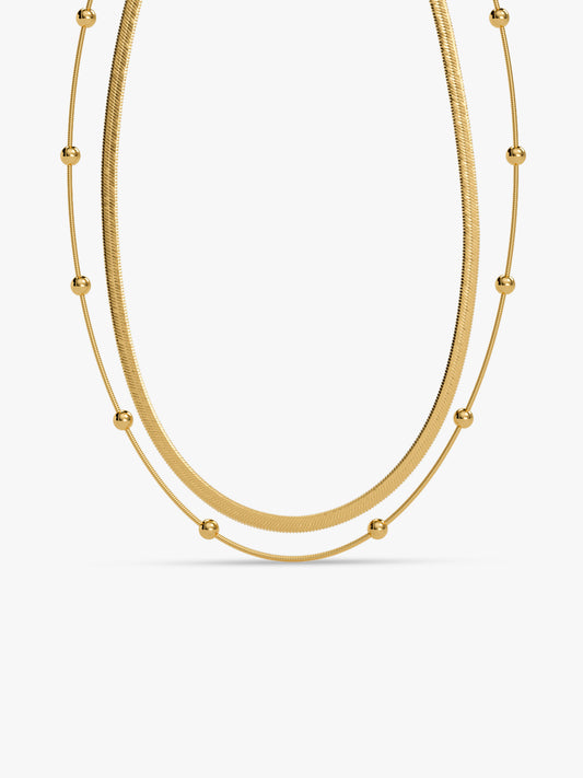  Main Character Gold Plated Layered Necklace