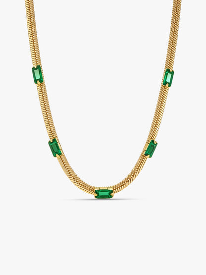 Green Static Gold Plated Necklace