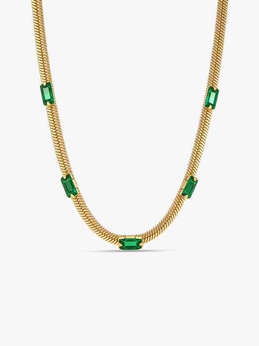 Green Static Gold Plated Necklace