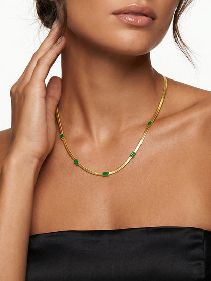 Green Static Gold Plated Necklace