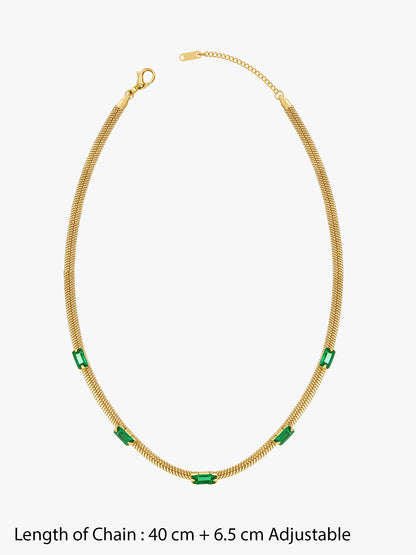 Green Static Gold Plated Necklace