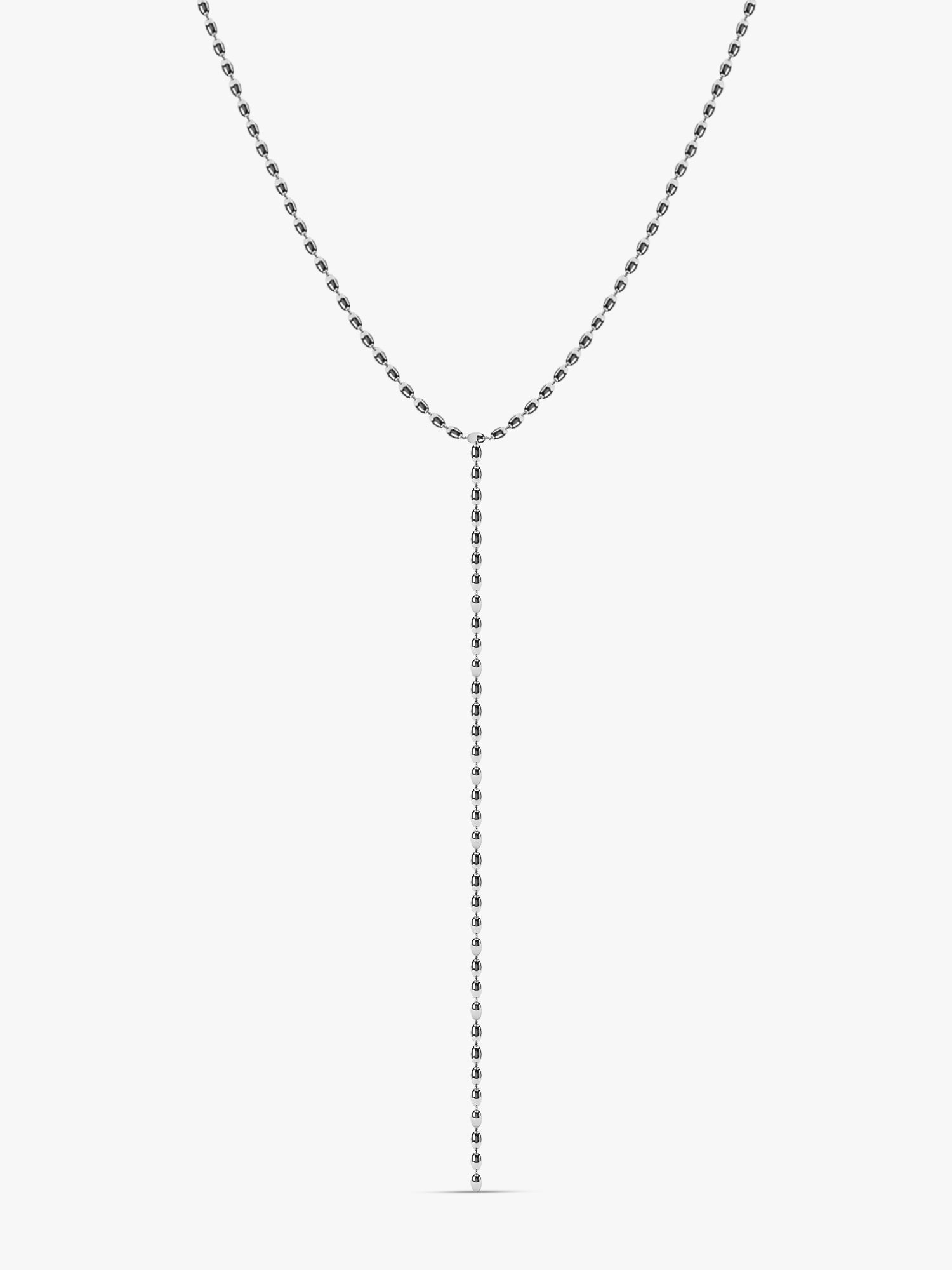 Ice Line Y Rhodium Plated Lariat Necklace