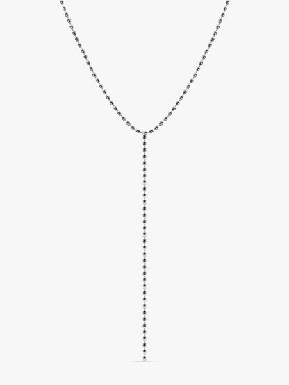 Ice Line Y Rhodium Plated Lariat Necklace