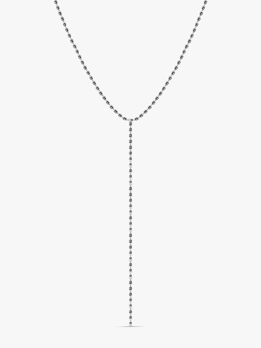 Ice Line Y Rhodium Plated Lariat Necklace