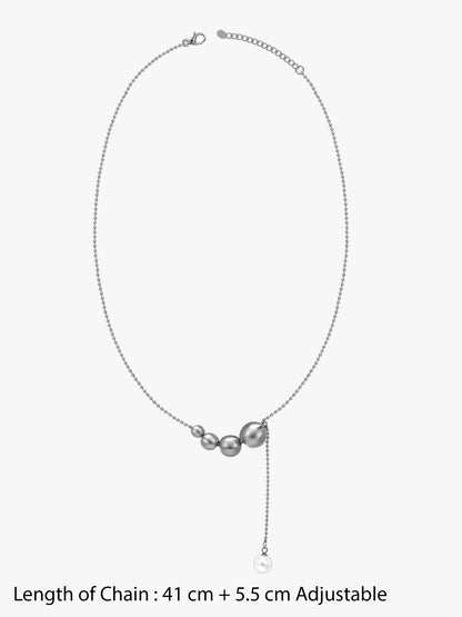 Chrome Pulse Rhodium Plated Charm Necklace