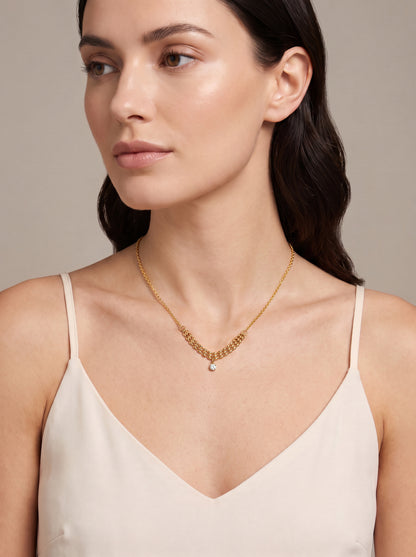 IXIA by GIVA Tied Up Gold Plated Layered Necklace