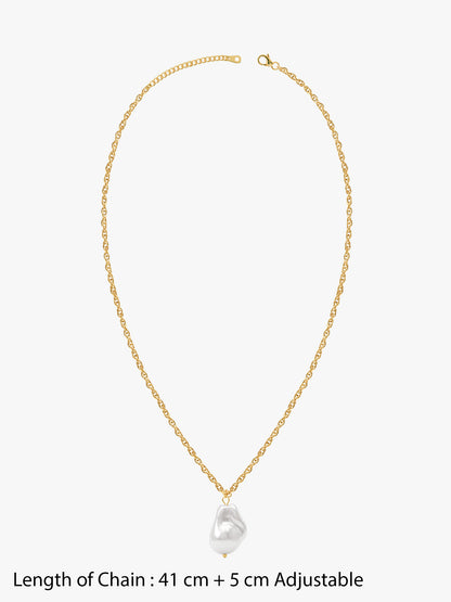IXIA by GIVA Pearlfect One Gold Plated Pendant With Chain
