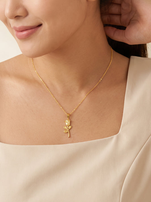 IXIA by GIVA Rosemarked Gold Plated Pendant With Chain
