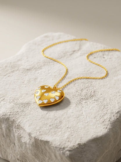Heart Lock Gold Plated Pendant With Link Chain