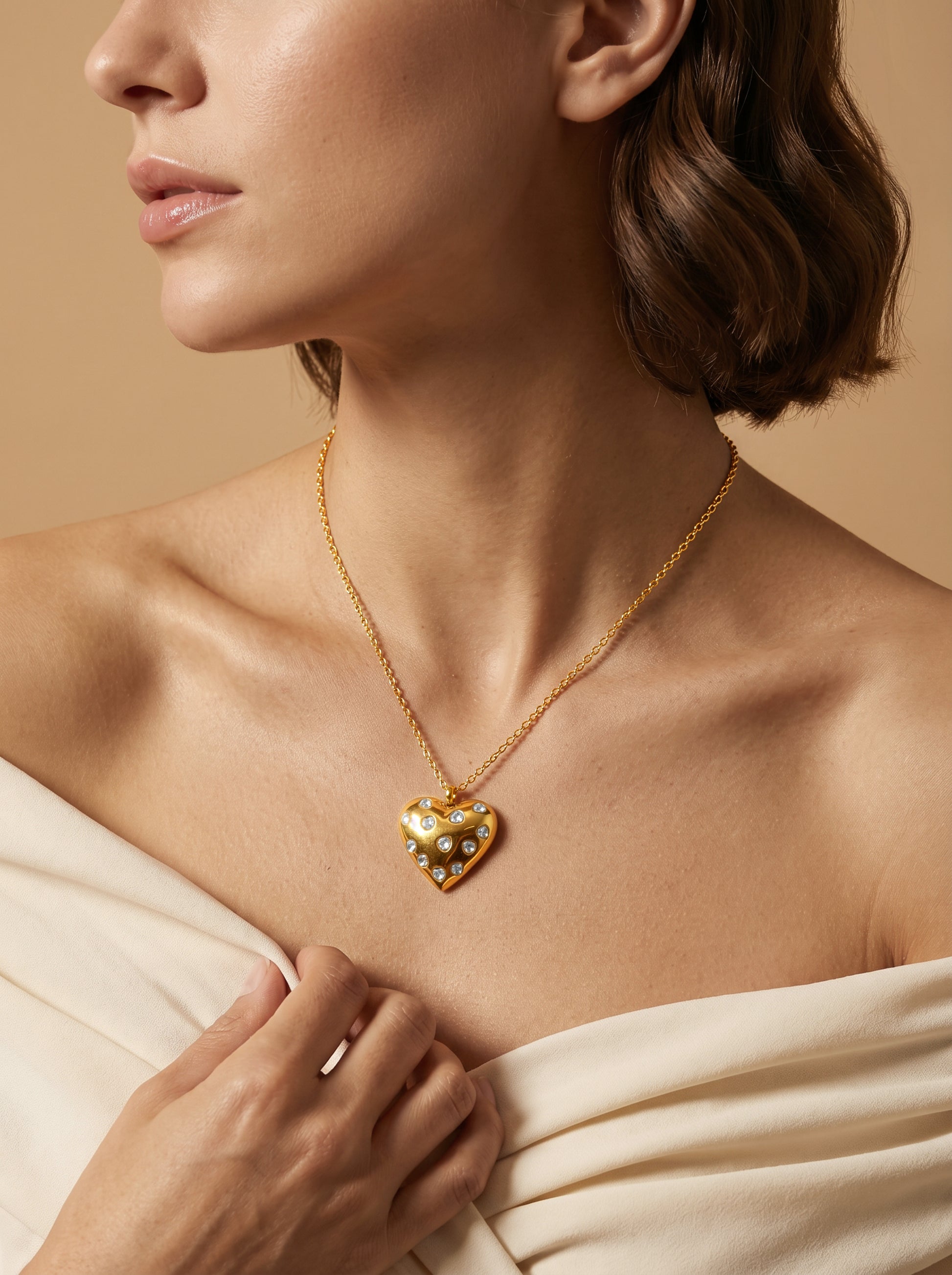 Heart Lock Gold Plated Pendant with Link Chain