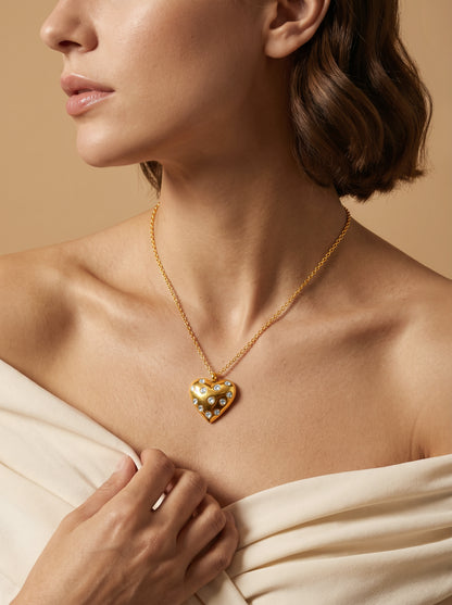 Heart Lock Gold Plated Pendant with Link Chain