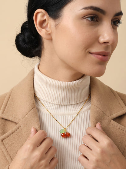 IXIA by GIVA Cherry Pick Gold Plated Pendant With Chain