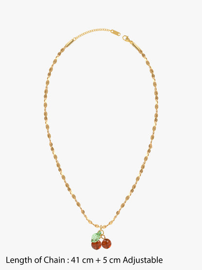 IXIA by GIVA Cherry Pick Gold Plated Pendant With Chain