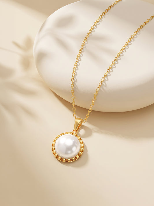 IXIA by GIVA Pearly Whirl Gold Plated Pendant with Link Chain