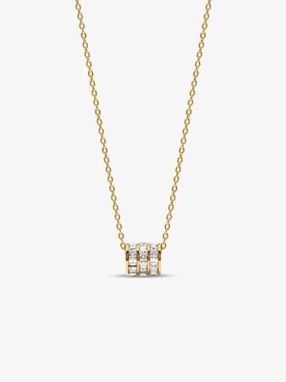 Stone Bar Gold Plated Pendant With Link Chain