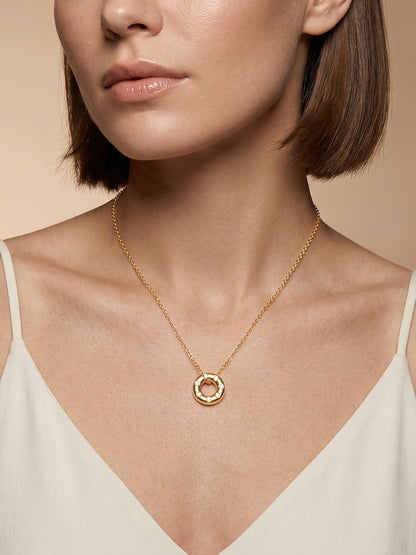Orbit Gold Plated Pendant with Link Chain